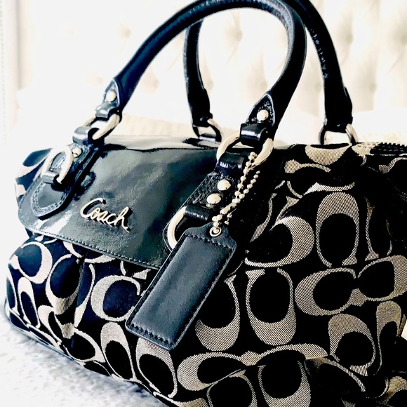 Coach Signature Canvas Leather Hobo Satchel Convertible Bag - Picture 1 of 8